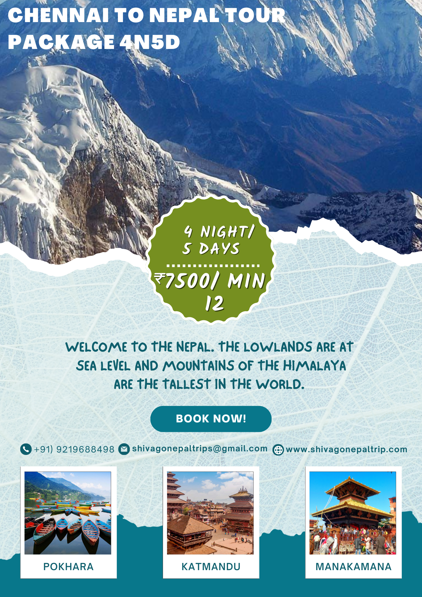 Chennai to Nepal Tour Package 4N5D